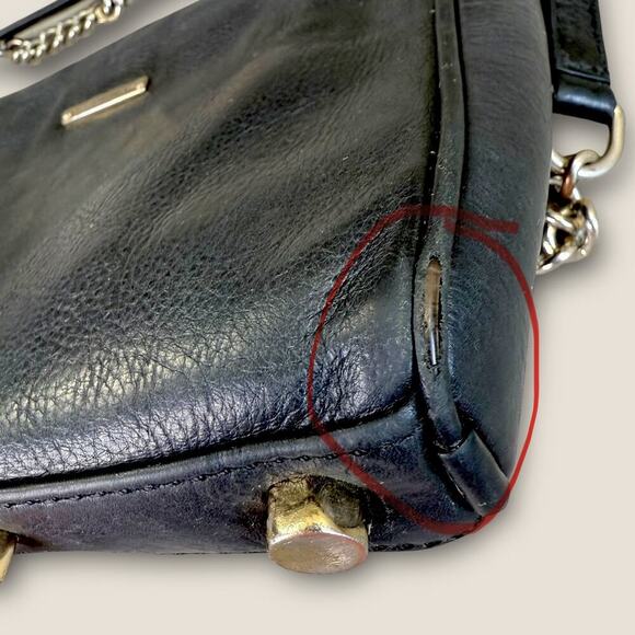 Rebecca Minkoff Leather Crossbody Shoulder Mini Bag Adjust Chain Strap Multi Zip - Picture 9 of 14